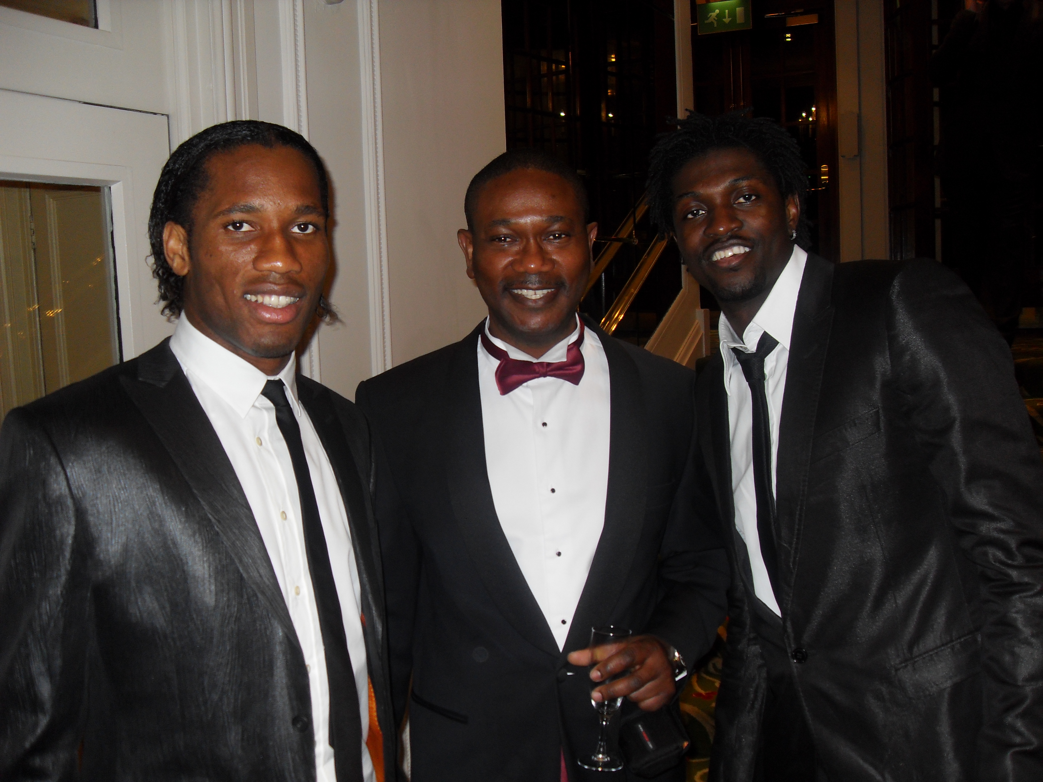 Dr. Oke with footballers Didier Drogba and Emmanuel Adebayor